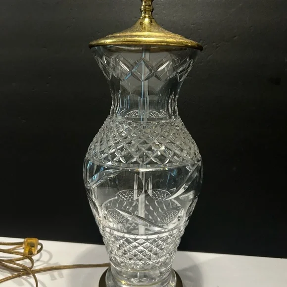 Rare Waterford Fine Crystal Hand-cut Signed Table Lamp 18” - Picture 3 of 15